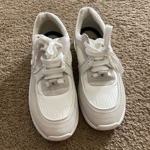 White Chanel trainers